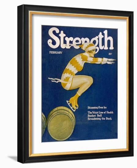 Strength: Girl Ice Skating over Barrels-W.n. Clyment-Framed Photographic Print