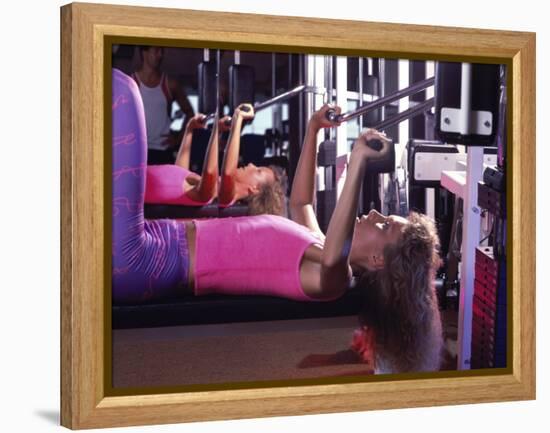 Strength Training Woman with Reflection-null-Framed Premier Image Canvas