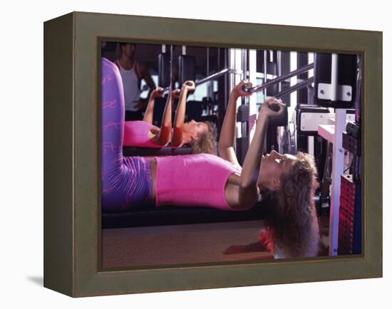 Strength Training Woman with Reflection-null-Framed Premier Image Canvas