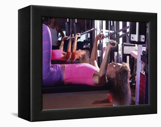 Strength Training Woman with Reflection-null-Framed Premier Image Canvas