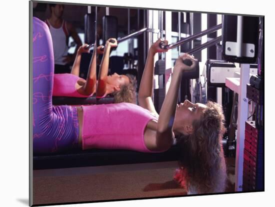 Strength Training Woman with Reflection-null-Mounted Photographic Print