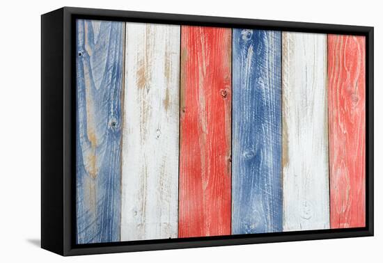 Stressed Wooden Boards Painted Red, White and Blue for Patriotic Concept of United States of Americ-tab62-Framed Premier Image Canvas