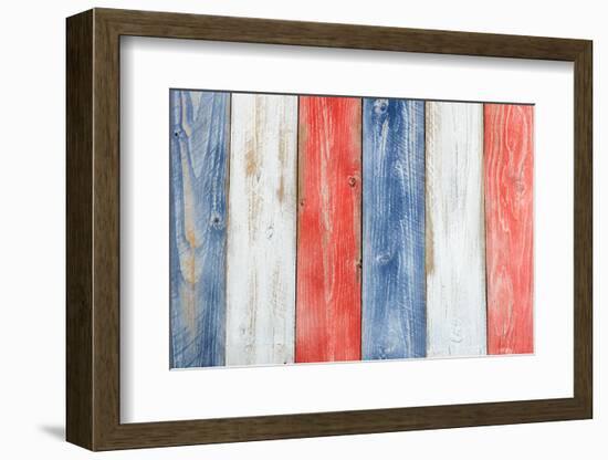 Stressed Wooden Boards Painted Red, White and Blue for Patriotic Concept of United States of Americ-tab62-Framed Photographic Print