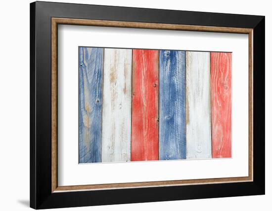 Stressed Wooden Boards Painted Red, White and Blue for Patriotic Concept of United States of Americ-tab62-Framed Photographic Print