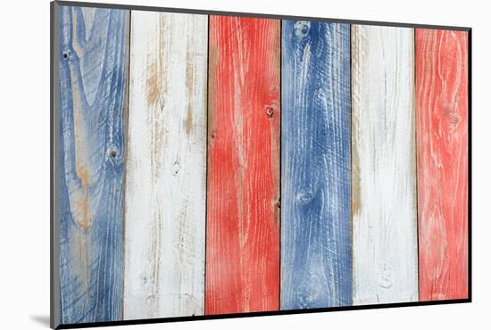Stressed Wooden Boards Painted Red, White and Blue for Patriotic Concept of United States of Americ-tab62-Mounted Photographic Print
