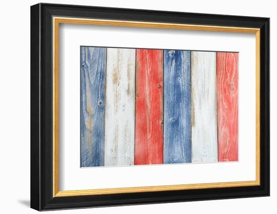Stressed Wooden Boards Painted Red, White and Blue for Patriotic Concept of United States of Americ-tab62-Framed Photographic Print