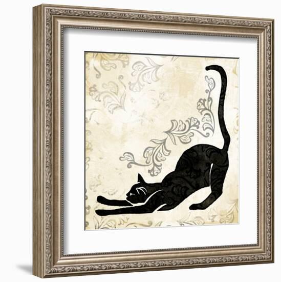 Stretching Burlap Cat-Alan Hopfensperger-Framed Art Print