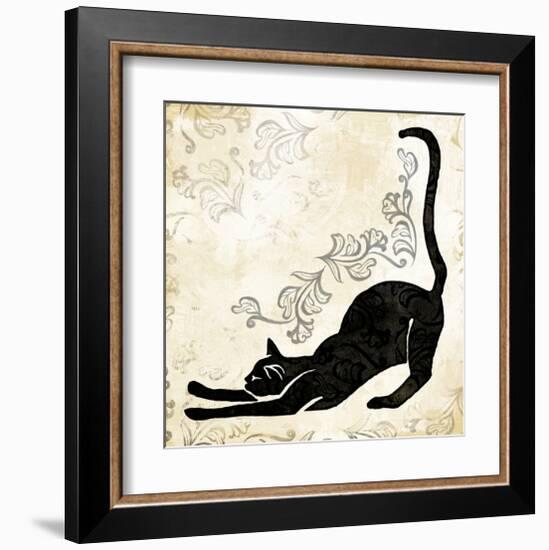 Stretching Burlap Cat-Alan Hopfensperger-Framed Art Print