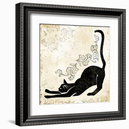 Stretching Burlap Cat-Alan Hopfensperger-Framed Art Print