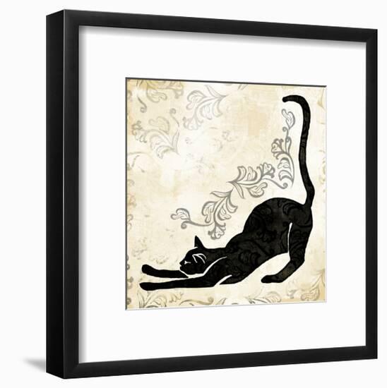 Stretching Burlap Cat-Alan Hopfensperger-Framed Art Print