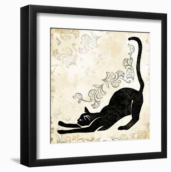 Stretching Burlap Cat-Alan Hopfensperger-Framed Art Print