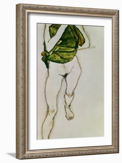 Striding Torso in Green Shirt, 1913-Egon Schiele-Framed Giclee Print