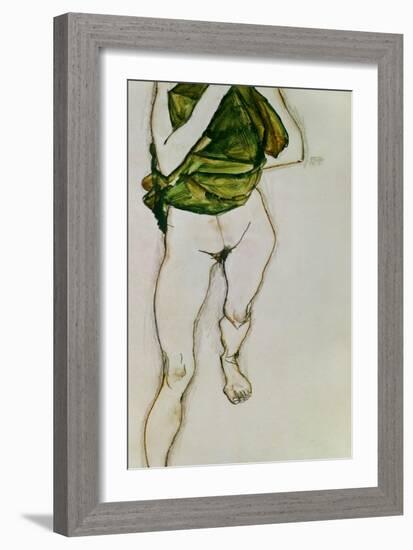 Striding Torso in Green Shirt, 1913-Egon Schiele-Framed Giclee Print