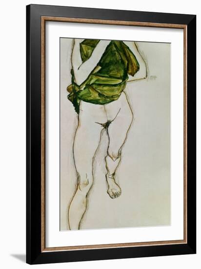 Striding Torso in Green Shirt, 1913-Egon Schiele-Framed Giclee Print