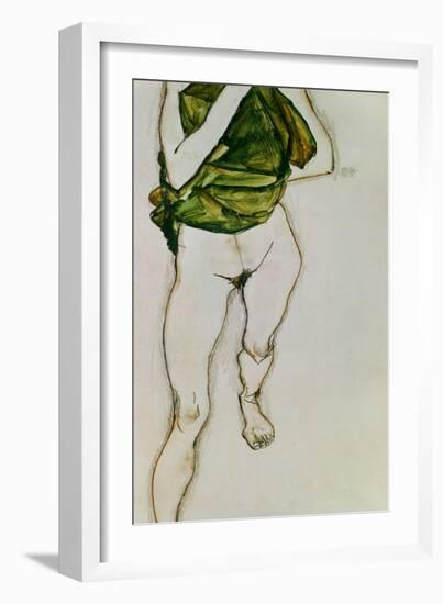 Striding Torso in Green Shirt, 1913-Egon Schiele-Framed Giclee Print