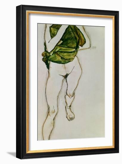 Striding Torso in Green Shirt, 1913-Egon Schiele-Framed Giclee Print