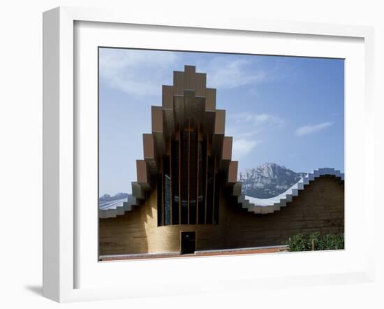 Striking Architecture of Ysios Winery Mirrors Limestone Mountains of Sierra De Cantabria Behind-John Warburton-lee-Framed Photographic Print