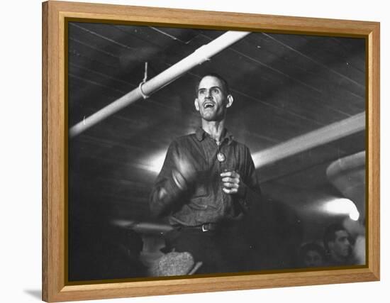 Striking Auto Worker Participating in Sit-In Inside Fisher Body Plant-William Vandivert-Framed Premier Image Canvas