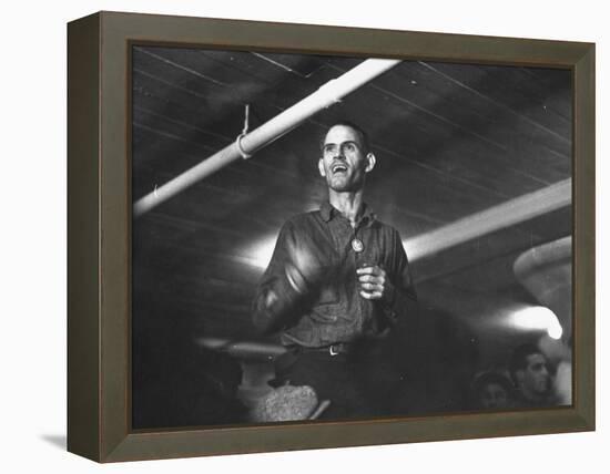 Striking Auto Worker Participating in Sit-In Inside Fisher Body Plant-William Vandivert-Framed Premier Image Canvas