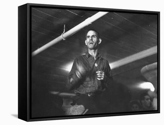 Striking Auto Worker Participating in Sit-In Inside Fisher Body Plant-William Vandivert-Framed Premier Image Canvas