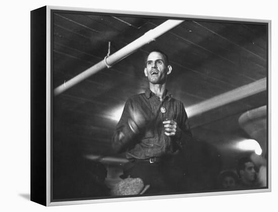 Striking Auto Worker Participating in Sit-In Inside Fisher Body Plant-William Vandivert-Framed Premier Image Canvas