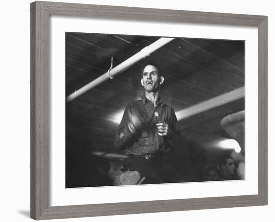 Striking Auto Worker Participating in Sit-In Inside Fisher Body Plant-William Vandivert-Framed Premium Photographic Print