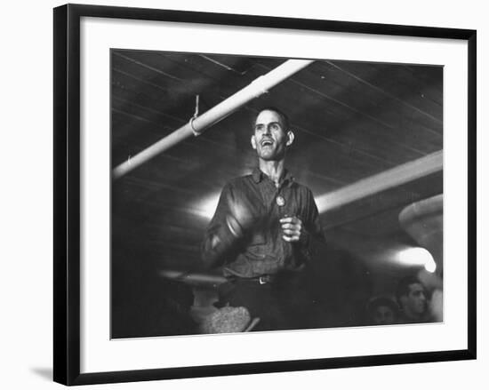 Striking Auto Worker Participating in Sit-In Inside Fisher Body Plant-William Vandivert-Framed Premium Photographic Print