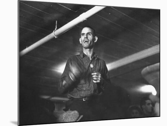 Striking Auto Worker Participating in Sit-In Inside Fisher Body Plant-William Vandivert-Mounted Premium Photographic Print