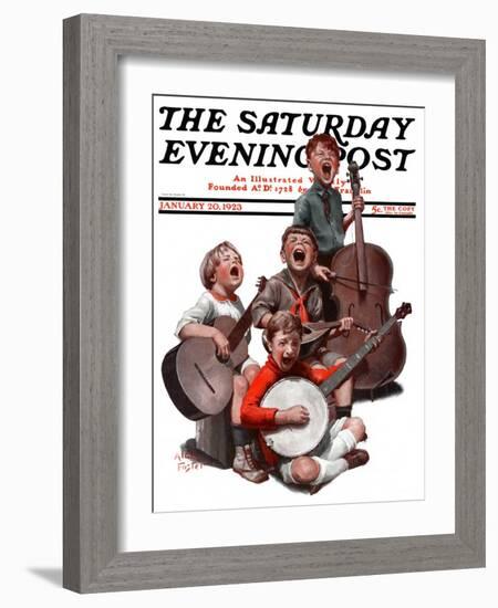 "String Quartet," Saturday Evening Post Cover, January 20, 1923-Alan Foster-Framed Giclee Print