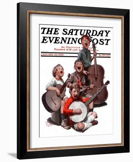 "String Quartet," Saturday Evening Post Cover, January 20, 1923-Alan Foster-Framed Giclee Print