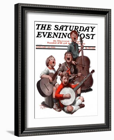 "String Quartet," Saturday Evening Post Cover, January 20, 1923-Alan Foster-Framed Giclee Print