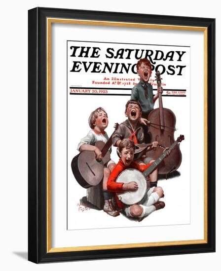 "String Quartet," Saturday Evening Post Cover, January 20, 1923-Alan Foster-Framed Giclee Print