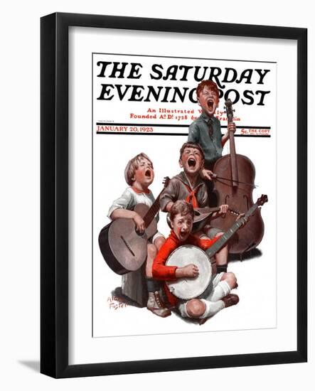 "String Quartet," Saturday Evening Post Cover, January 20, 1923-Alan Foster-Framed Premium Giclee Print