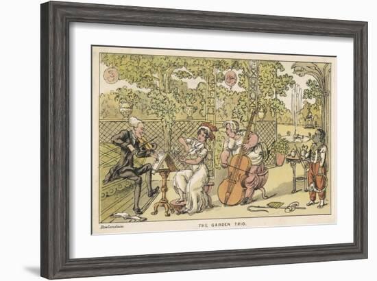 String Trio in the Garden with a Potential Brass Player Waiting for His Opportunity on the Right-Thomas Rowlandson-Framed Art Print