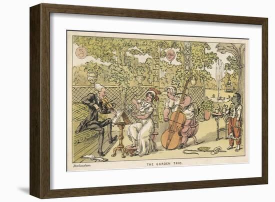 String Trio in the Garden with a Potential Brass Player Waiting for His Opportunity on the Right-Thomas Rowlandson-Framed Art Print