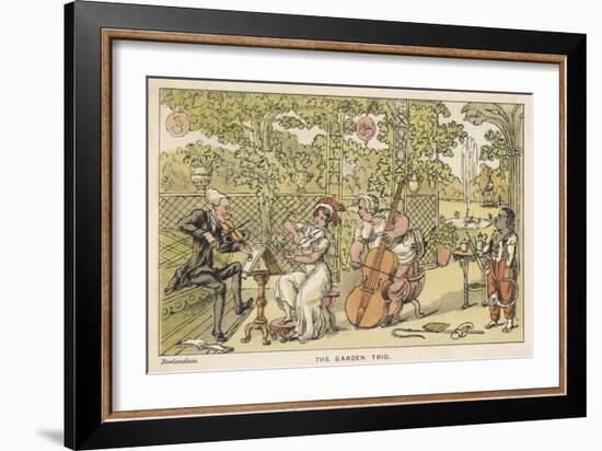 String Trio in the Garden with a Potential Brass Player Waiting for His Opportunity on the Right-Thomas Rowlandson-Framed Art Print