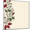 Striped Background Barberry with White Flower-Little_cuckoo-Mounted Art Print