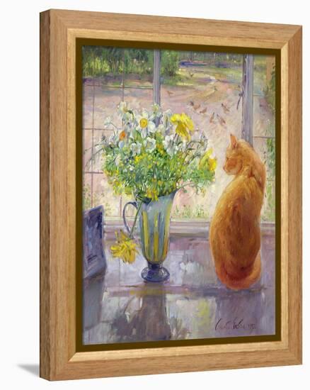 Striped Jug with Spring Flowers, 1992-Timothy Easton-Framed Premier Image Canvas