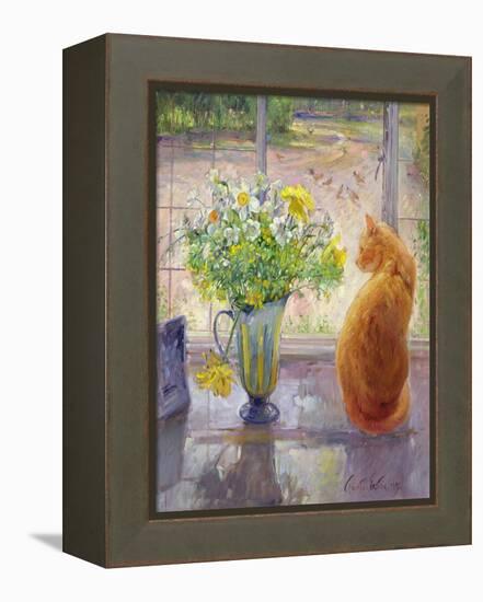 Striped Jug with Spring Flowers, 1992-Timothy Easton-Framed Premier Image Canvas