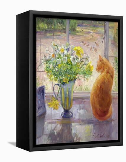 Striped Jug with Spring Flowers, 1992-Timothy Easton-Framed Premier Image Canvas