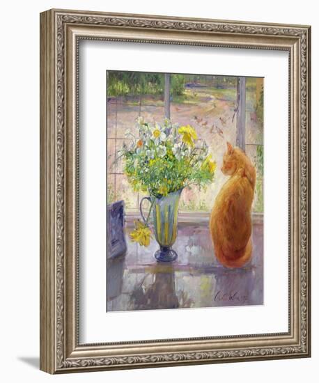 Striped Jug with Spring Flowers, 1992-Timothy Easton-Framed Giclee Print