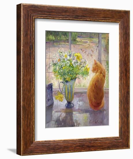 Striped Jug with Spring Flowers, 1992-Timothy Easton-Framed Giclee Print