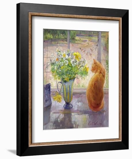 Striped Jug with Spring Flowers, 1992-Timothy Easton-Framed Giclee Print