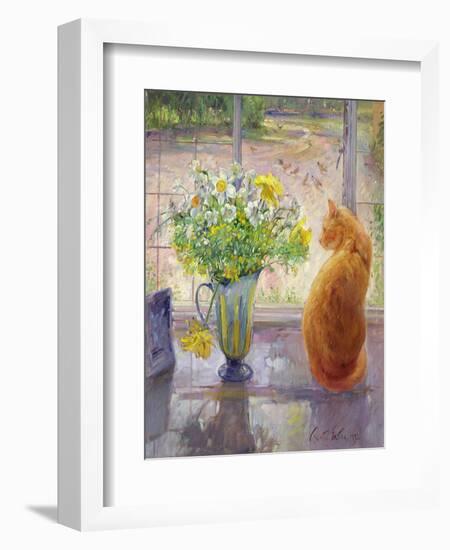 Striped Jug with Spring Flowers, 1992-Timothy Easton-Framed Giclee Print