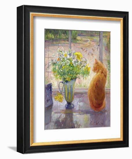 Striped Jug with Spring Flowers, 1992-Timothy Easton-Framed Giclee Print