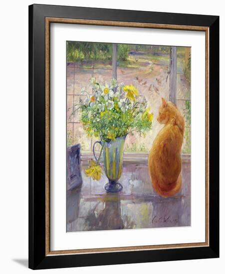 Striped Jug with Spring Flowers, 1992-Timothy Easton-Framed Giclee Print