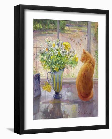 Striped Jug with Spring Flowers, 1992-Timothy Easton-Framed Giclee Print