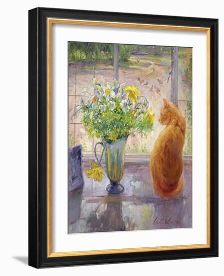 Striped Jug with Spring Flowers, 1992-Timothy Easton-Framed Giclee Print