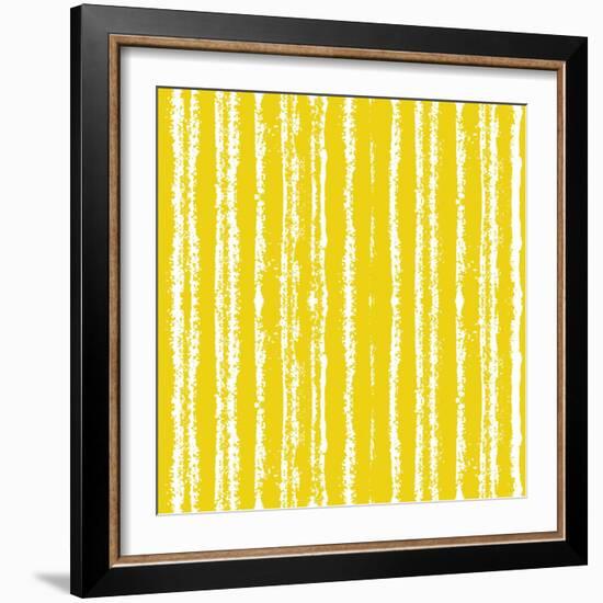 Striped Pattern with Brushed Lines in Yellow.-tukkki-Framed Art Print