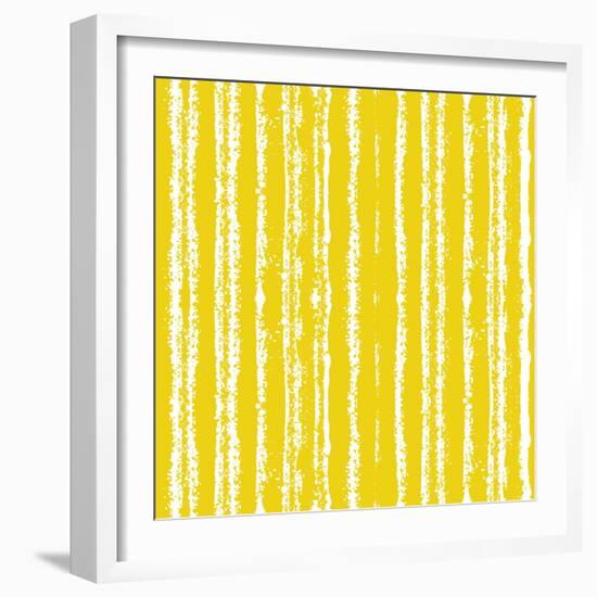 Striped Pattern with Brushed Lines in Yellow.-tukkki-Framed Art Print